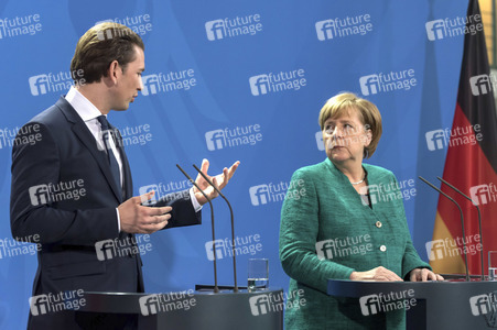 Pressekonferenz mit Merkel und Kurz in Berlin