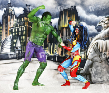 GEEK ART: Hulk vs Iron Quinn Bodypainting