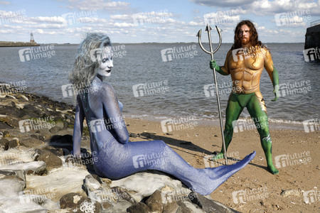 GEEK ART: Aquaman und Nixe / Aquaman and Mermaid Bodypainting