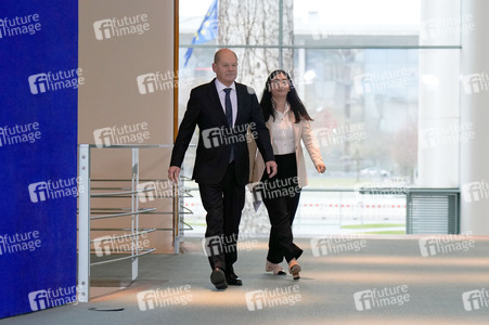 Pressestatement von Olaf Scholz und Reem Alabali-Radovan in Berlin