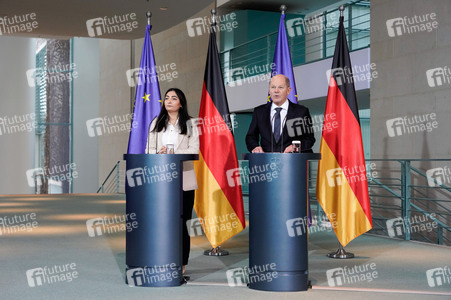 Pressestatement von Olaf Scholz und Reem Alabali-Radovan in Berlin