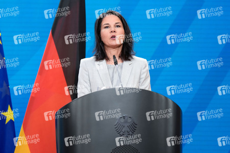 Pressekonferenz von Riyad al-Maliki und Annalena Baerbock in Berlin