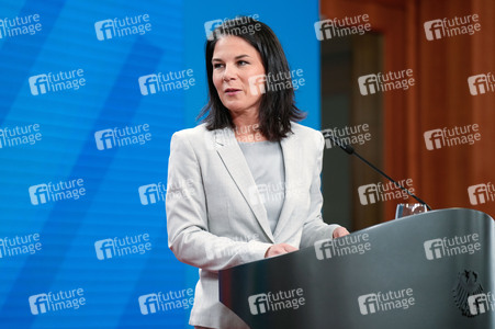 Pressekonferenz von Riyad al-Maliki und Annalena Baerbock in Berlin