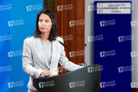 Pressekonferenz von Riyad al-Maliki und Annalena Baerbock in Berlin