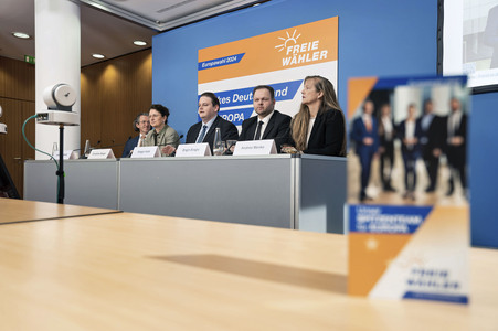 Pressekonferenz der Freien Wähler zur Vorstellung der Europawahlkampagne in Berlin